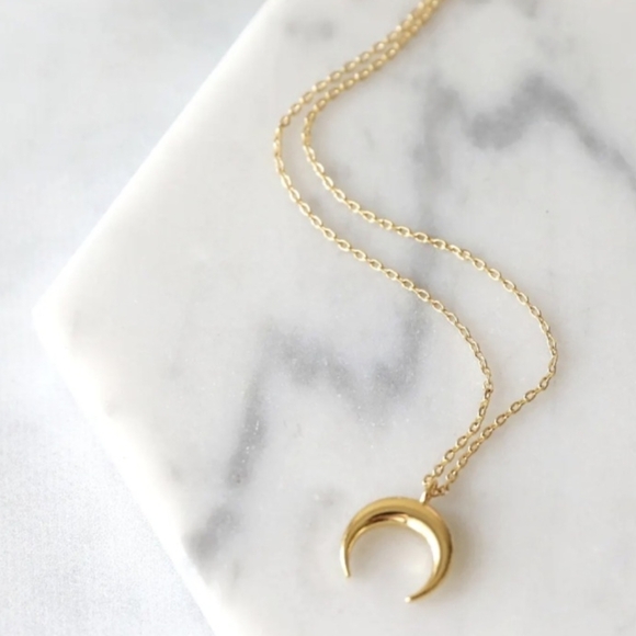 NEW Brandy Melville Golden Dainty Necklace w/ Horizontal Crescent Moon Pendant - Picture 6 of 7